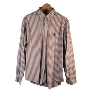 Ralph Lauren Men's XL Striped Button Down Shirt Custom Fit Cotton‎ Preppy